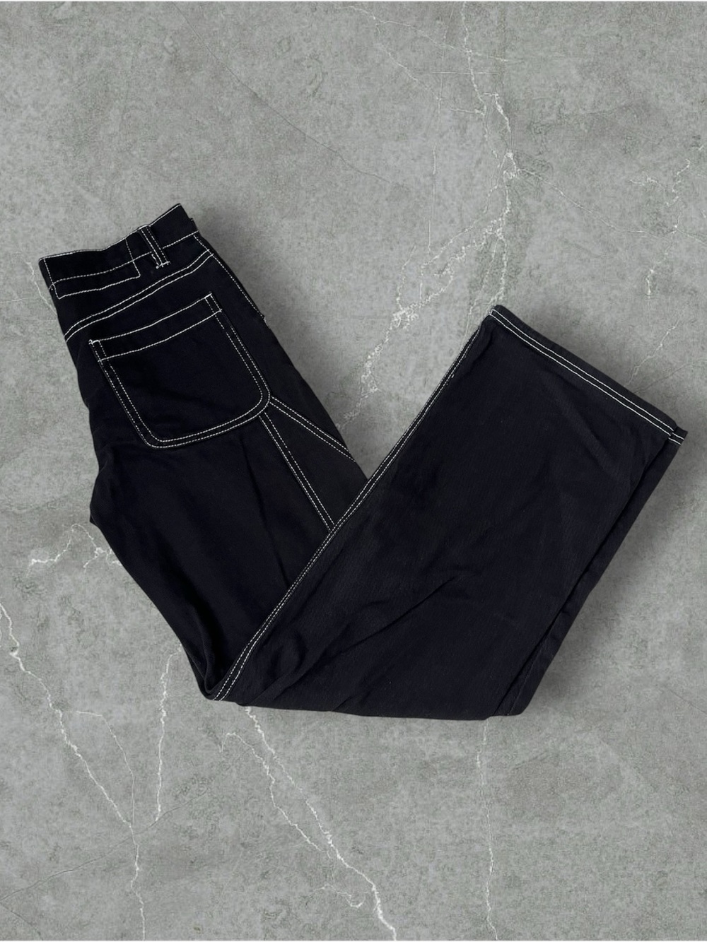 refuge Black Straight-Leg Jeans with White Topstitch